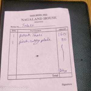 Food bill at Nagaland house