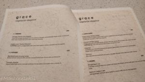 menu for Grace- Kolkata centre for creativity