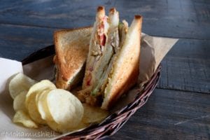 club sandwich at hot chocolate at Art cafe Kalimpong